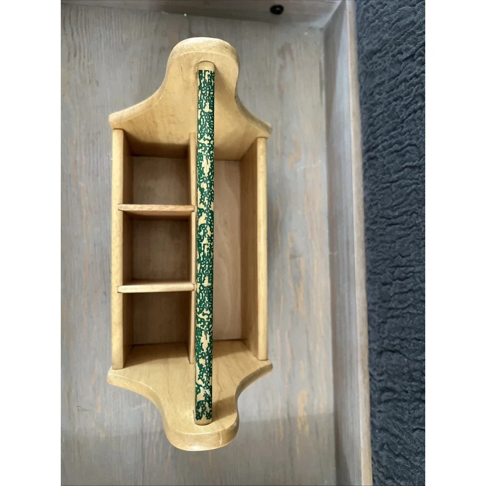 Vintage Wood Utensil Caddy/Holder Futon 1999 Taiwan Christmas Tree